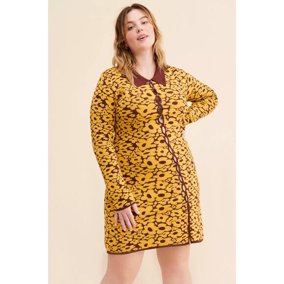 Urban Outfitters 4SI3NNA Retro Floral Print Goldie Mini Dress Size 1X